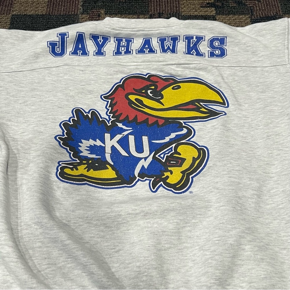 Vtg 90’s Galt Sand Kansas Jayhawks KU Crewneck Sweatshirt Large NCAA Rock Chalk - Picture 13 of 13
